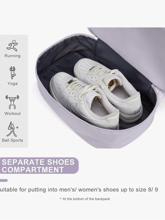 Coofay Lavender Backpack Shoe Wet Compartment main image 8